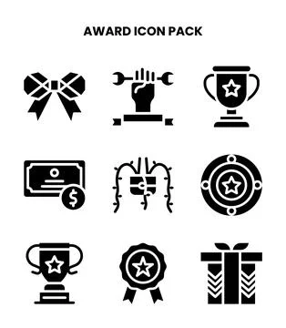 Award Glyph Bundle Icons Pack Stock Illustration