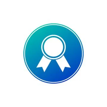 Award icon in blue gradient circle. Vector illustration isolated on white bac Stock Illustration