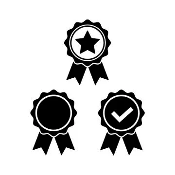 Award icon set in flat style. Rosette symbol Stock Illustration