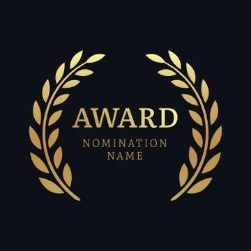 Award laurel vector logo poster. Gold win award icon design emblem nomination Stock Illustration
