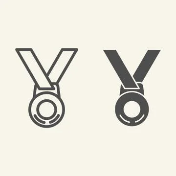 Award line and solid icon. Sport winner medal outline style pictogram on beige Illustrazione stock