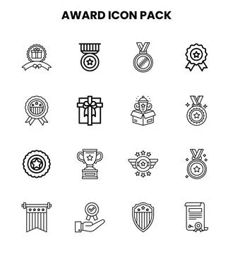 Award Line Bundle Icons Pack Stock Illustration