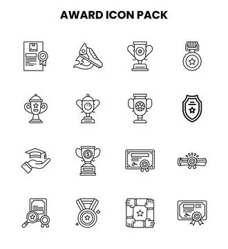Award Line Graphics Icons Pack Stock Illustration