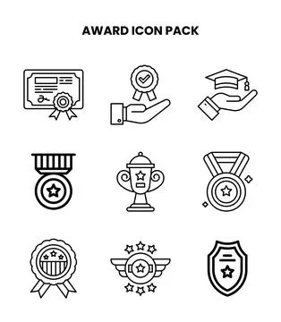 Award Line Icons Pack 스톡 일러스트