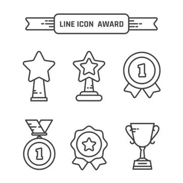 Award linear icons set Stock Illustration