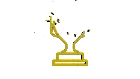 Award pixel cup icon isolated on green background. Winner trophy symbol. Motion Stock Footage 153872965