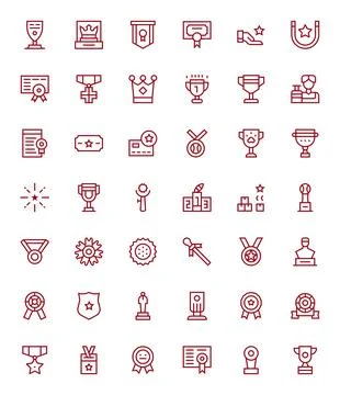 Award Professional Vector Set with 42 Regular Line Grid Fitted Retina Ready.. Stock Illustration