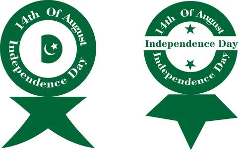 Award Ribbon Badge with Crescent and Independence Day Text for Pakistan Vector Stock Illustration