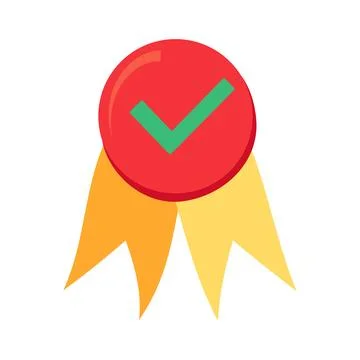 Award ribbon with check mark flat illustration Stock Illustration