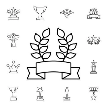 Award, ribbon, leaflets flat vector icon in awards pack Stock Illustration