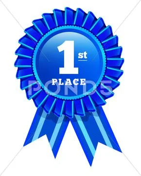 Award rosette with ribbon. Stock Illustration
