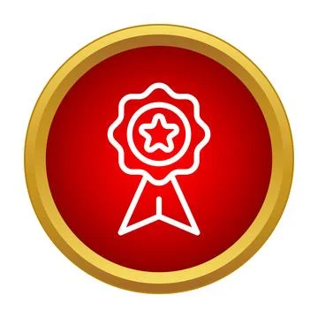 Award rosette with star icon on red background Stock Illustration