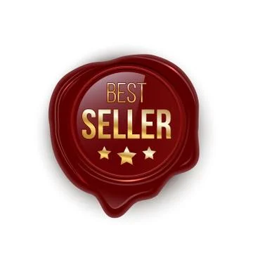 Award seal 3d realistic vector color illustration. Reward. Best seller seal with Stock Illustration