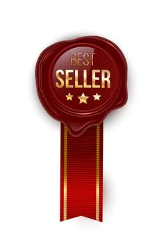 Award seal 3d realistic vector color illustration. Reward. Best seller seal with Stock Illustration