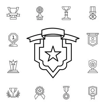 Award, shield, star flat vector icon in awards pack Stock Illustration