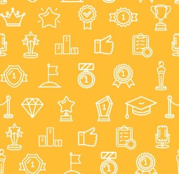 Award Signs Seamless Pattern Background. Vector Stock Illustration