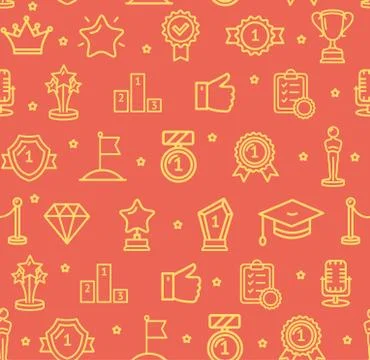 Award Signs Seamless Pattern Background. Vector Stock Illustration