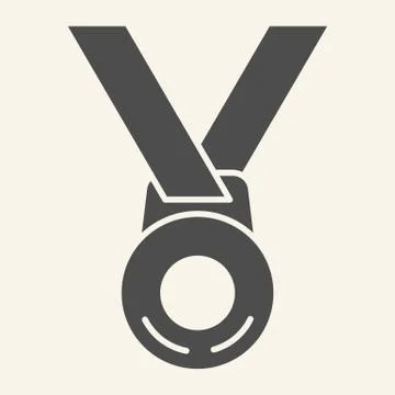 Award solid icon. Sport winner medal glyph style pictogram on beige background Illustrazione stock