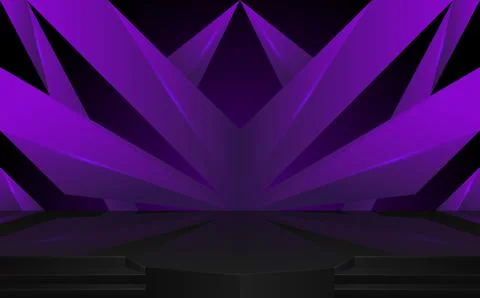 Award stage platform with abstract geometric shapes backdrop Stock Illustration