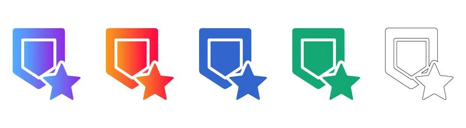 Award Star Shield Icon Set Stock Illustration