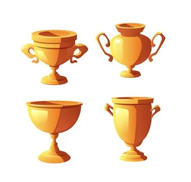 Award trophy gold cup vector icons set, champion glory, first place goblet award Stock Illustration