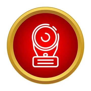 Award trophy line icon on red circle Stock Illustration