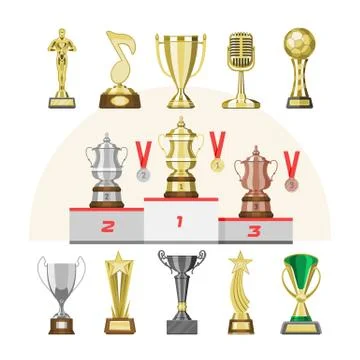 Award trophy vector winners prize trophycup or medal for award-winning champion Stock Illustration