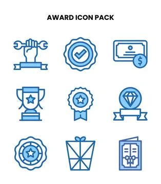 Award Two Colour Set Icons Pack Stock Illustration