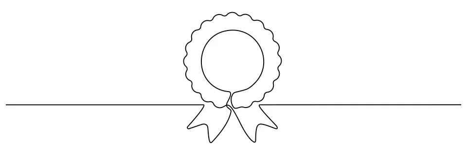 Award win ribbon continuous line art drawn. Stock Illustration
