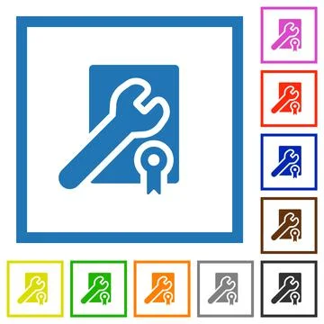 Award winning services solid flat framed icons Stockillustratie