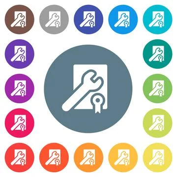 Award winning services solid flat white icons on round color backgrounds 库存插图