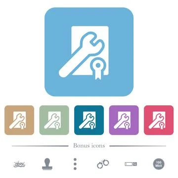 Award winning services solid flat icons on color rounded square backgrounds Illustrazione stock