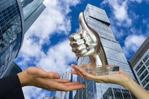 Awarding ceremony in the background of a skyscraper Stock Photos