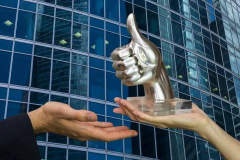 Awarding ceremony in the background of a skyscraper Stock Photos