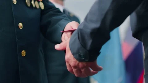 The awarding of a distinguished soldier Stock Footage 75023864