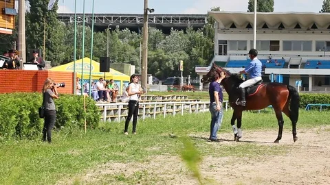 Awarding winners of equestrian competitions Stock Footage 88353064