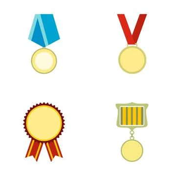 Awards and medals icon set for achievement Stock Illustration