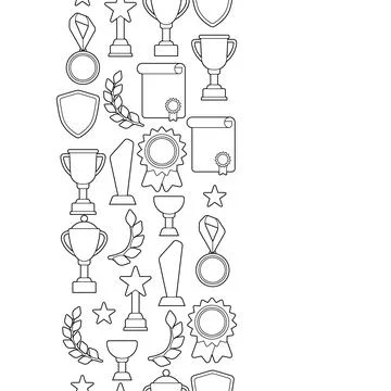 Awards and trophy pattern. Reward items for sports or corporate competitions. Stock Illustration