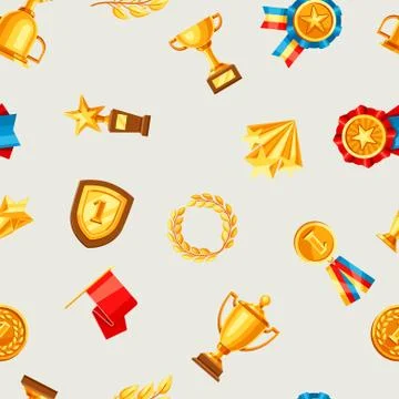 Awards and trophy seamless pattern. Stock Illustration