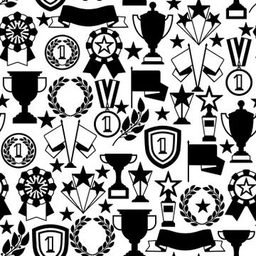 Awards and trophy seamless pattern. Stock Illustration