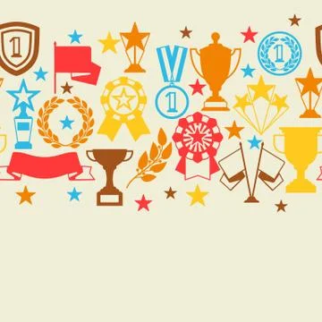 Awards and trophy seamless pattern. Stock Illustration