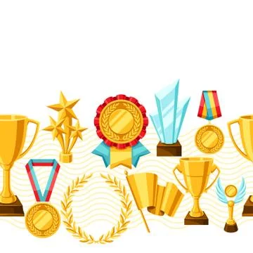Awards and trophy seamless pattern. Stock Illustration