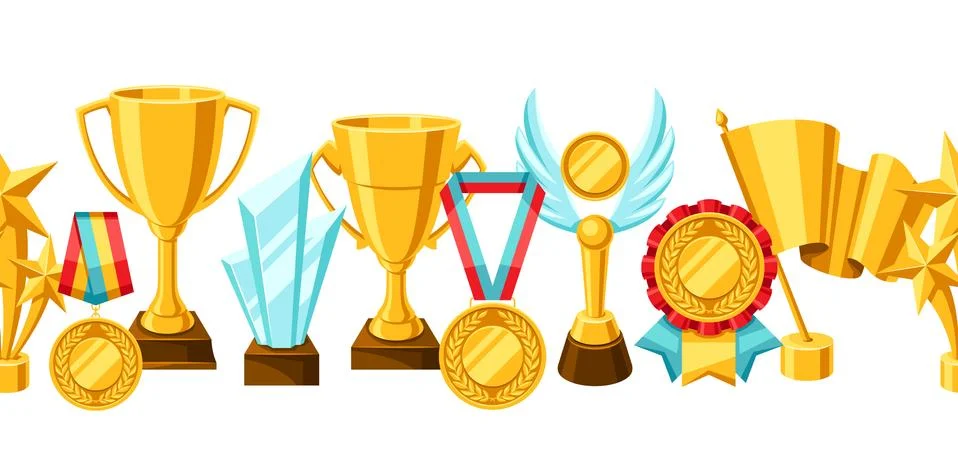 Awards and trophy seamless pattern. Stock Illustration
