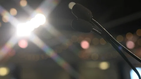 Awards ceremony speech at microphone Stock Footage 94013237