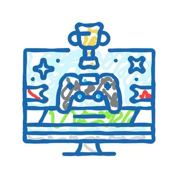 Awards game development icon doodle illustration Illustrazione stock