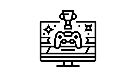 Awards game development line icon animation Stock Footage 326131512