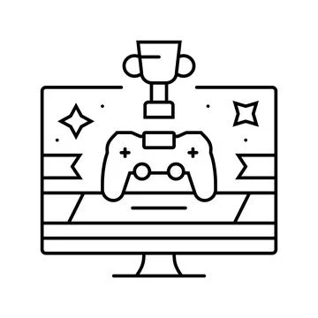 Awards game development line icon vector illustration Stock Illustration