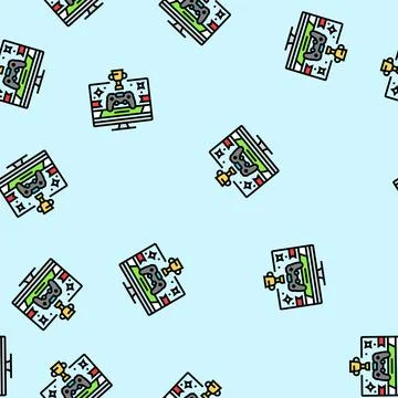 Awards game development vector seamless pattern Stock Illustration