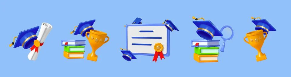 Awards, graduation icon vector set. Stock Illustration