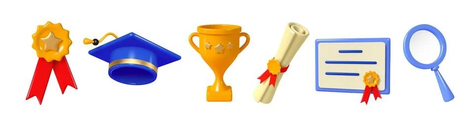 Awards, graduation icon vector set. Illustrazione stock